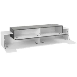 Mobile porta TV 200x52h cm bianco lucido antracite Milos Gihome®