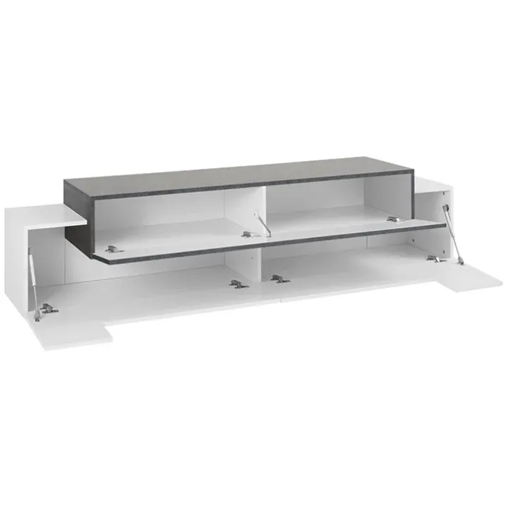 Mobile porta TV 200x52h cm bianco lucido antracite Milos Gihome®