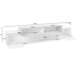 Mobile porta TV 240x52h cm bianco lucido Milos Gihome®
