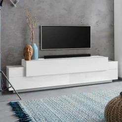 Mobile porta TV 200x52h cm bianco lucido Milos Gihome®