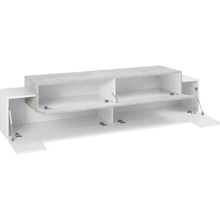 Mobile porta TV 200x52h cm bianco lucido grigio Milos Gihome®