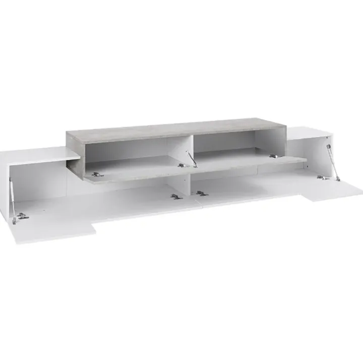 Mobile porta TV 240x52h cm bianco lucido cemento Milos Gihome®