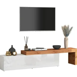 Mobile porta tv 230x51h cm bianco lucido rovere Block