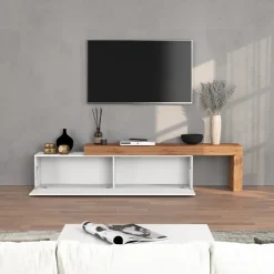 Mobile porta tv 230x51h cm bianco lucido rovere Block