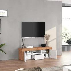 Mobile porta tv 155x51h cm bianco lucido rovere Block