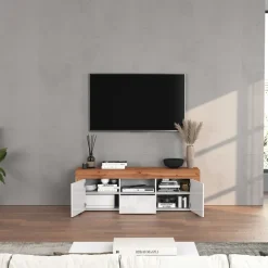 Mobile porta tv 155x51h cm bianco lucido rovere Block