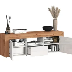 Mobile porta tv 155x51h cm bianco lucido rovere Block