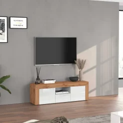 Mobile porta tv 155x51h cm bianco lucido rovere Block