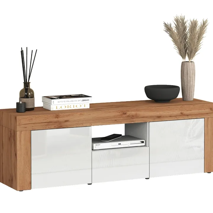 Mobile porta tv 155x51h cm bianco lucido rovere Block