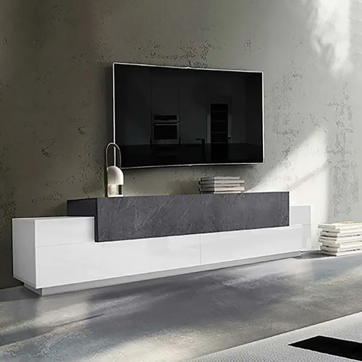 Mobile porta TV 240x52h cm bianco ossido Milos Gihome®