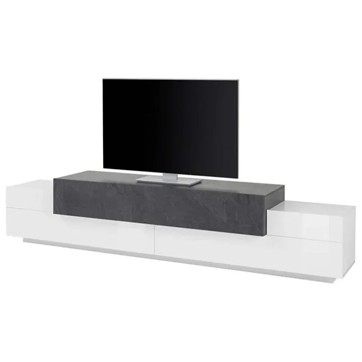 Mobile porta TV 240x52h cm bianco ossido Milos Gihome®