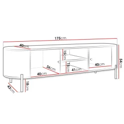 Mobile porta tv 175x54h cm cannettato 2 ante beige cashmere Zurik