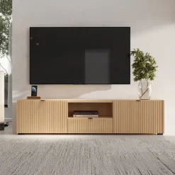 Mobile porta tv 179x42h cm cannettato 2 ante 1 cassetto rovere Sally