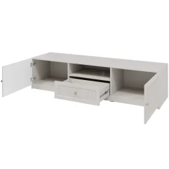 Mobile porta tv 180x44h cm cannettato 2 ante 1 cassetto beige cashmere Rolly