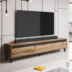 Mobile porta TV 185x42h cm 3 cassetti rovere antracite Salisburgo