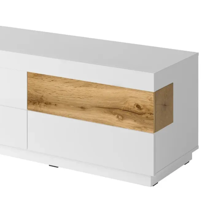 Mobile porta TV 206x54h cm 6 cassetti bianco lucido rovere Bahama