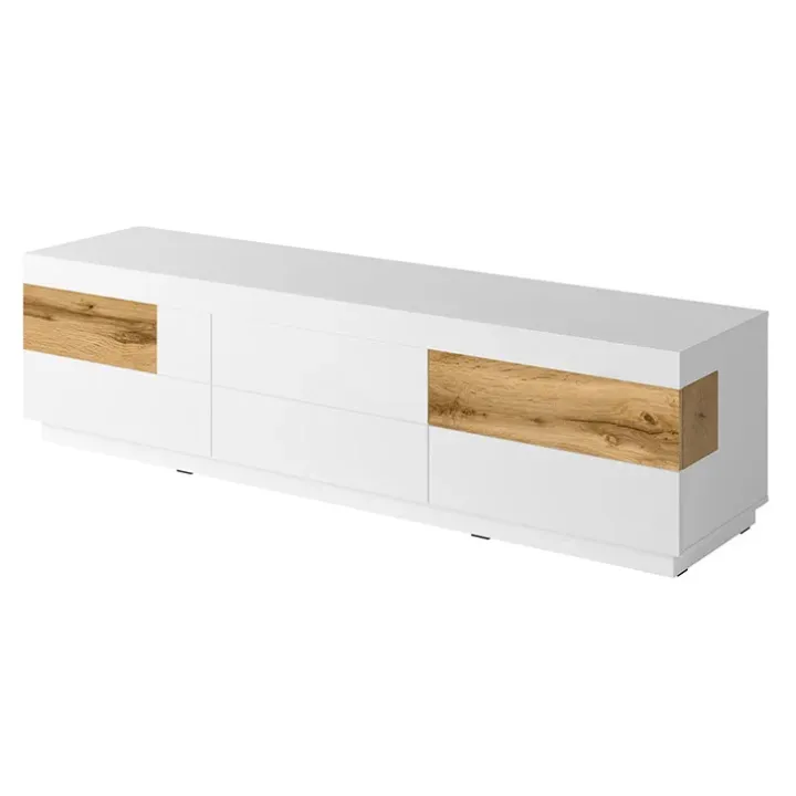 Mobile porta TV 206x54h cm 6 cassetti bianco lucido rovere Bahama