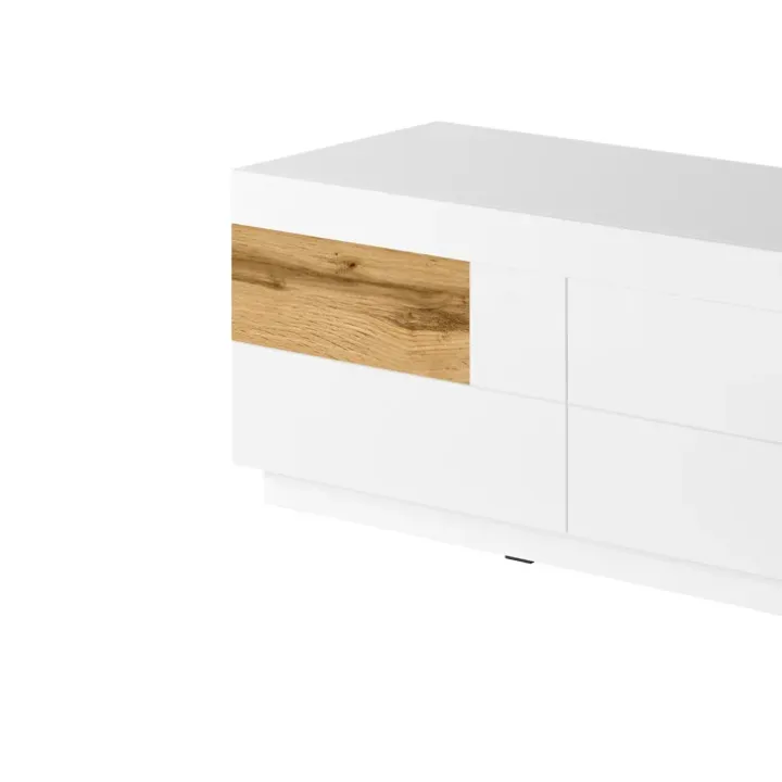 Mobile porta TV 206x54h cm 6 cassetti bianco lucido rovere Bahama