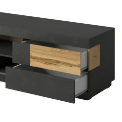 Mobile porta TV 160x54h cm 2 cassetti antracite rovere Bahama