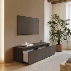 Mobile porta TV 138x40h cm con cassettone ossido nero Sunset