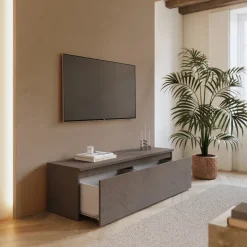 Mobile porta TV 138x40h cm con cassettone marrone bronzo Sunset