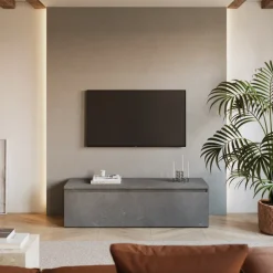Mobile porta TV 138x40h cm con cassettone antracite Sunset