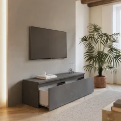 Mobile porta TV 138x40h cm con cassettone antracite Sunset