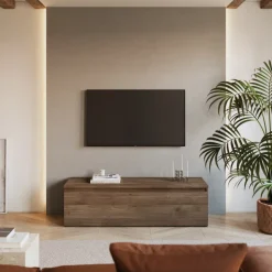 Mobile porta TV 138x40h cm con cassettone rovere scuro Sunset
