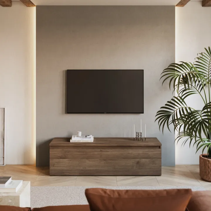 Mobile porta TV 138x40h cm con cassettone rovere scuro Sunset