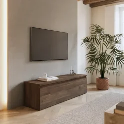 Mobile porta TV 138x40h cm con cassettone rovere scuro Sunset