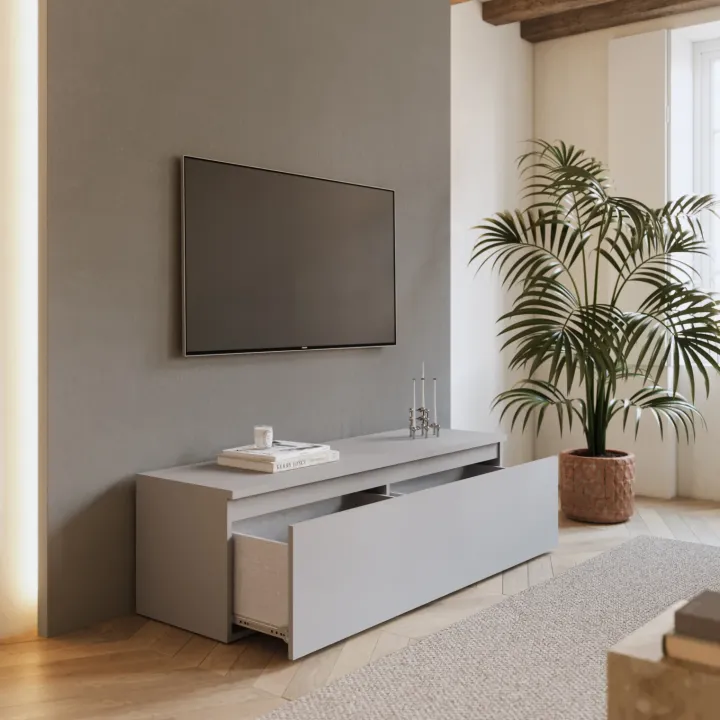 Mobile porta TV 138x40h cm con cassettone grigio chiaro Sunset