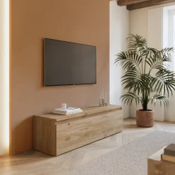Mobile porta TV 138x40h cm con cassettone rovere chiaro Sunset