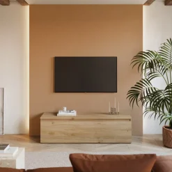 Mobile porta TV 138x40h cm con cassettone rovere chiaro Sunset