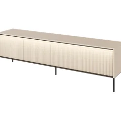 Mobile porta TV 193x56h cm con LED 4 ante cannettato beige nero Camelia