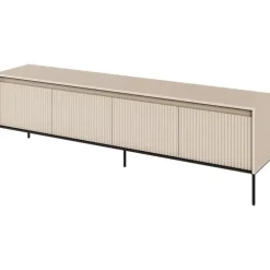 Mobile porta TV 193x56h cm con LED 4 ante cannettato beige nero Camelia