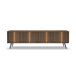 Mobile porta TV 183x54h cm con led 4 ante soggiorno noce Bois