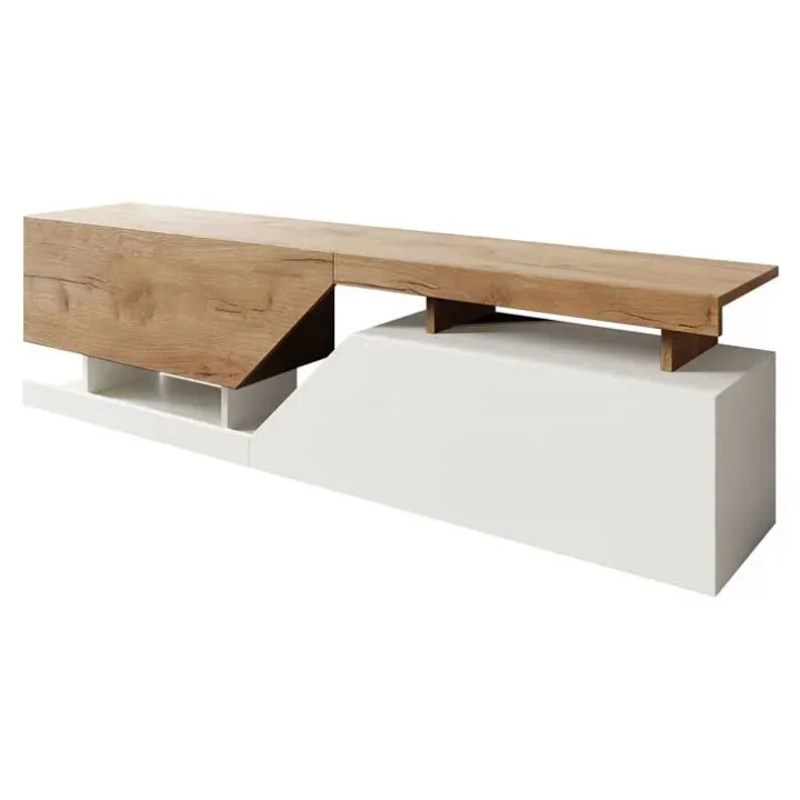 Mobile porta TV 160x46h cm design moderno rovere bianco Modesta