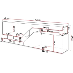 Mobile porta TV 160x46h cm design moderno rovere antracite Modesta