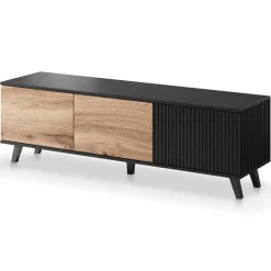 Mobile porta TV 150x47h cm design moderno industrial rovere nero Nandina