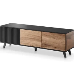Mobile porta TV 150x47h cm design moderno industrial rovere nero Nandina