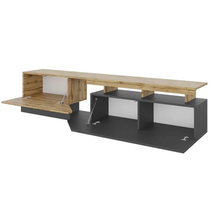 Mobile porta TV 200x47h cm design moderno rovere antracite Modesta