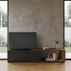 Mobile porta tv 122x40h cm estensibile e trasformabile in angolare noce antracite Venezia