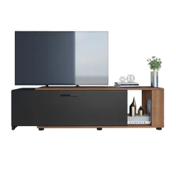 Mobile porta tv 122x40h cm estensibile e trasformabile in angolare noce antracite Venezia
