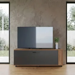 Mobile porta tv 122x40h cm estensibile e trasformabile in angolare noce antracite Venezia