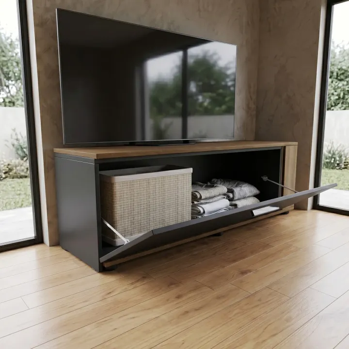 Mobile porta tv 122x40h cm estensibile e trasformabile in angolare noce antracite Venezia