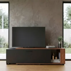 Mobile porta tv 122x40h cm estensibile e trasformabile in angolare noce antracite Venezia