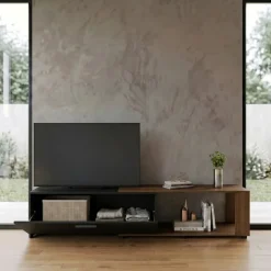 Mobile porta tv 122x40h cm estensibile e trasformabile in angolare noce antracite Venezia