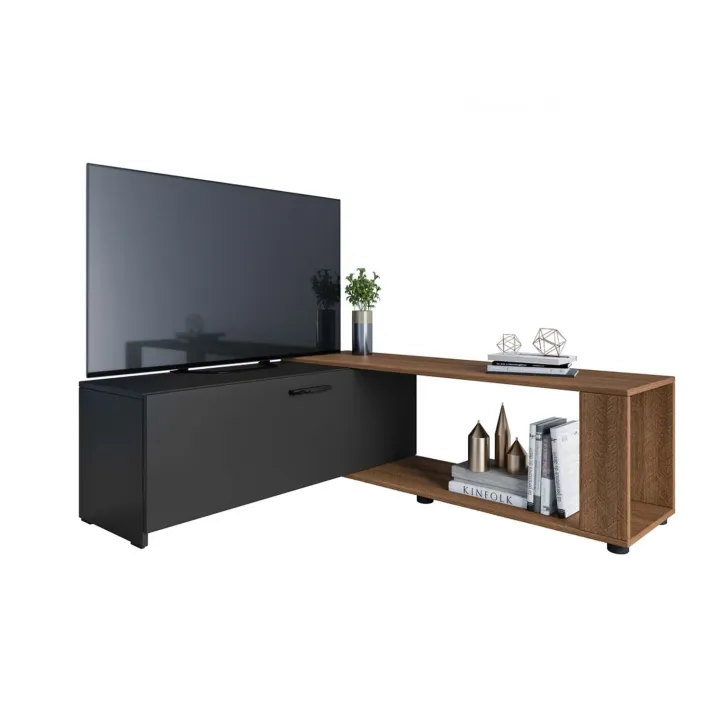 Mobile porta tv 122x40h cm estensibile e trasformabile in angolare noce antracite Venezia