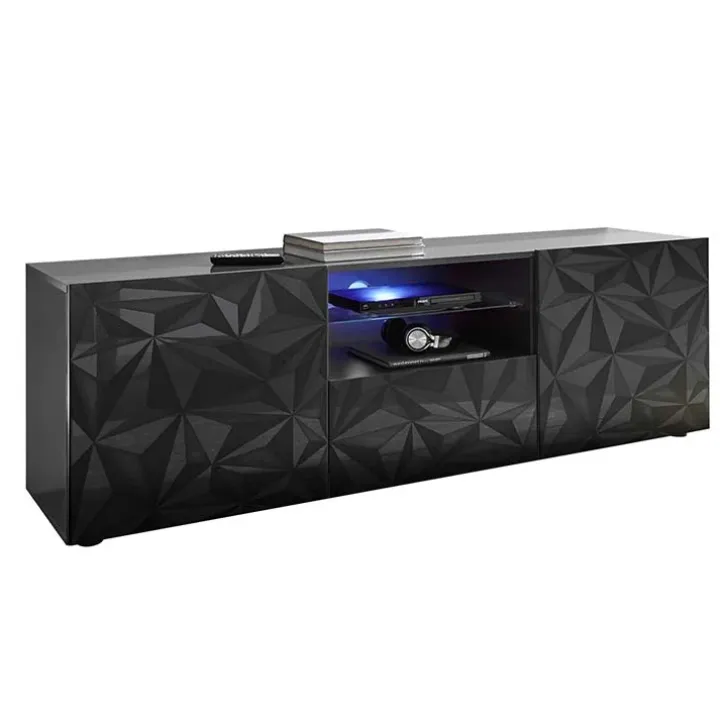 Mobile porta TV 181x57h cm grigio lucido con serigrafia Marvis