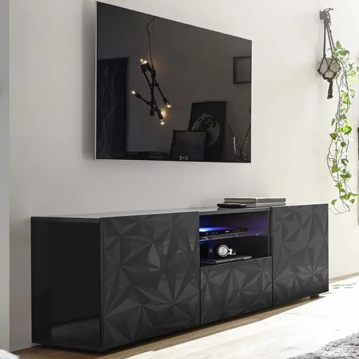Mobile porta TV 181x57h cm grigio lucido con serigrafia Marvis
